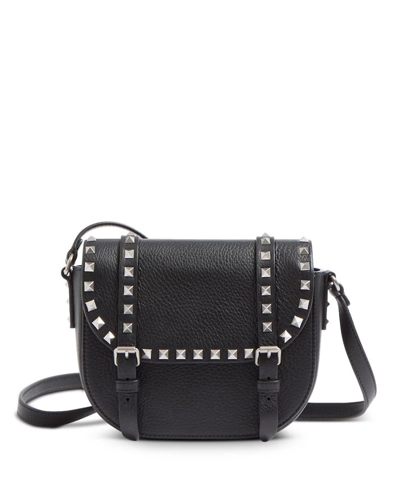 Rockstud Textured Leather Messenger Bag