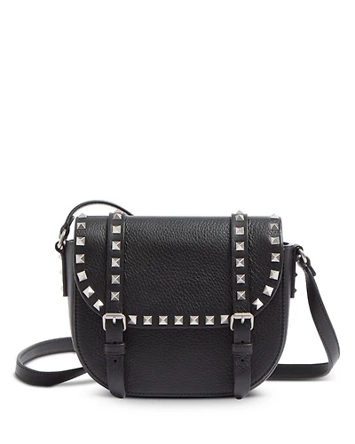 Rockstud Textured Leather Messenger Bag
