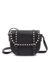 Rockstud Textured Leather Messenger Bag