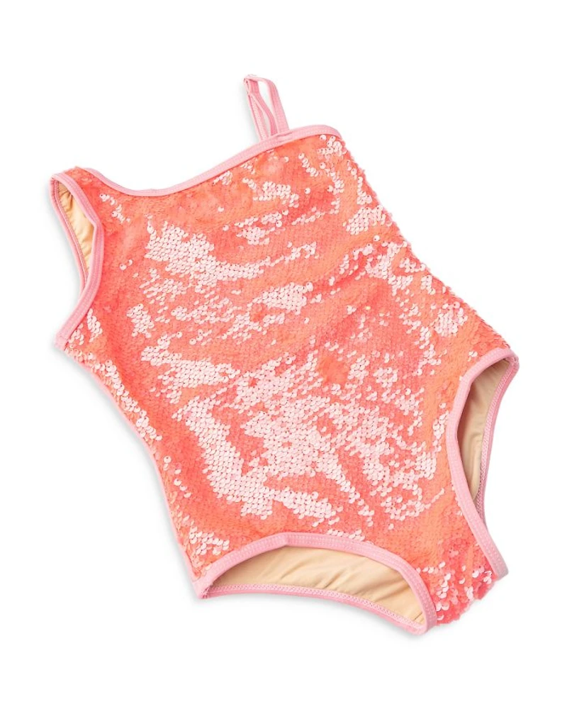 Girls' One Shoulder Sequinned Piece Swimsuit - Little Kid, Big Kid