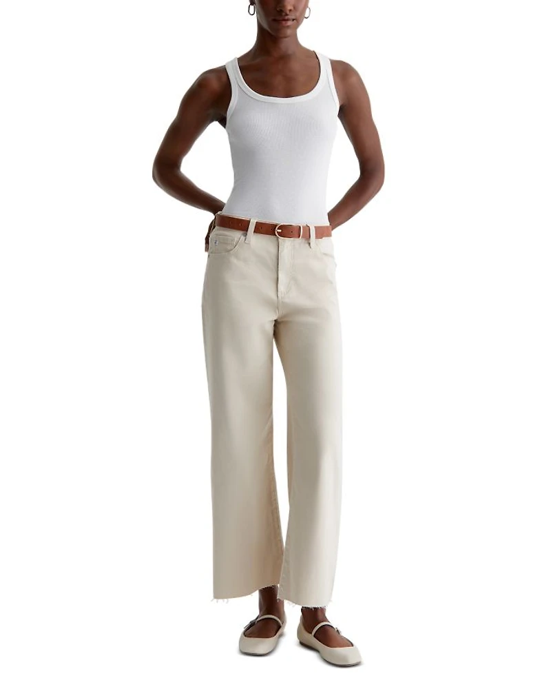 Saige Mid Rise Cropped Wide Leg Jeans Opal Stone