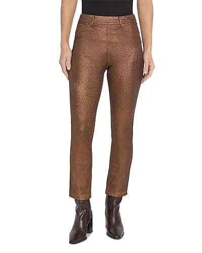 Lysse Metallic Coated High Rise Ankle Straight Jeans