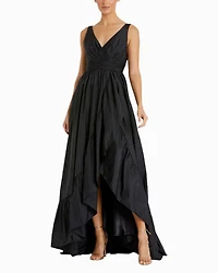 Taffeta Hi-Low Ruffle Gown