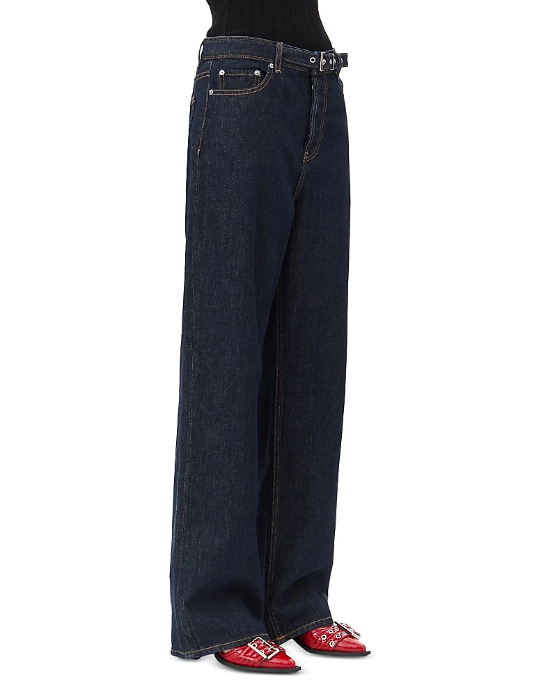 Ganni Izey Belted Wide Leg Jeans