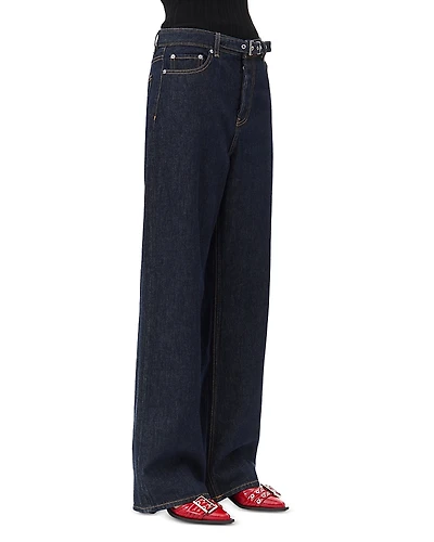 Ganni Izey Belted Wide Leg Jeans
