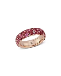 18K Rose Gold Pink Sapphire Band Ring, 3.87 tcw