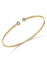 14K Yellow Gold Blue Topaz Cuff Bangle Bracelet