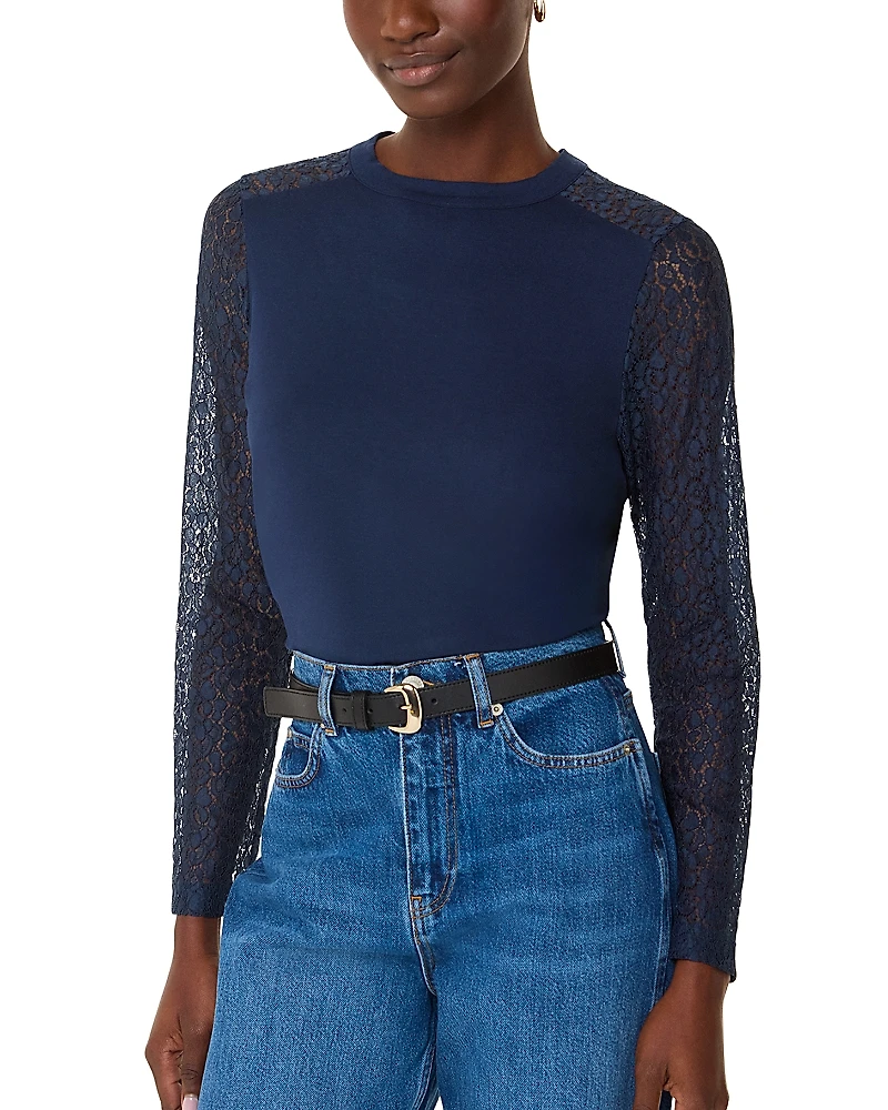 Whistles Lace Sleeve Top