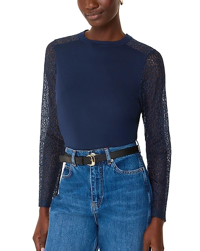 Whistles Lace Sleeve Top