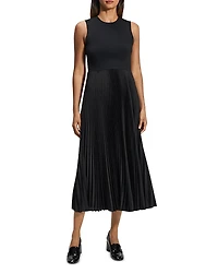 Theory Satin Pleated Skirt Midi Dress