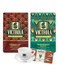 GoCoffeeGo - Victrola Espresso Duo Gift Bundle - Triborough & Streamline, 1 Chocolate Bar, 8oz Porcelain Cup & Saucer (2 x 12oz Bags)