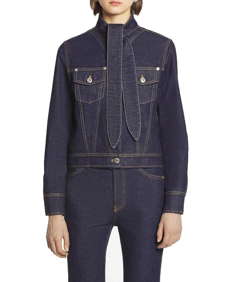 Ascot Collar Jacket Denim