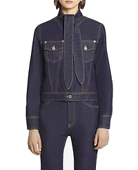 Ascot Collar Jacket Denim