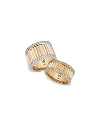 18K White & Yellow Gold Diamond Edge Flute Wide Band
