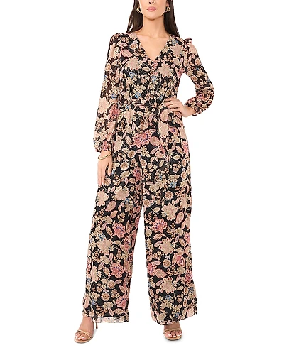 Vince Camuto V Neck Tie Waist Jumpsuit