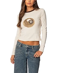 Edikted Leopard 8 Long Sleeve T Shirt