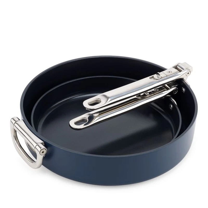 Space Saving 3-Piece Essential Cookware Set with Folding Handles