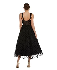 Polka Dot Net Bustier A-Line Midi Dress
