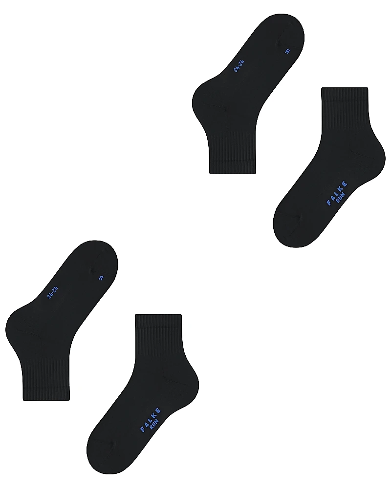Falke Run Cotton Blend Solid Ribbed Ankle Socks, Pack of 2