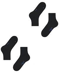 Falke Run Cotton Blend Solid Ribbed Ankle Socks, Pack of 2