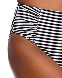 Striped High Waist Bikini Bottom - Exclusive