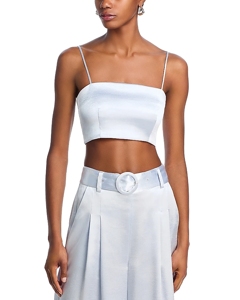 Cinq a Sept Nikki Hammered Satin Crop Top