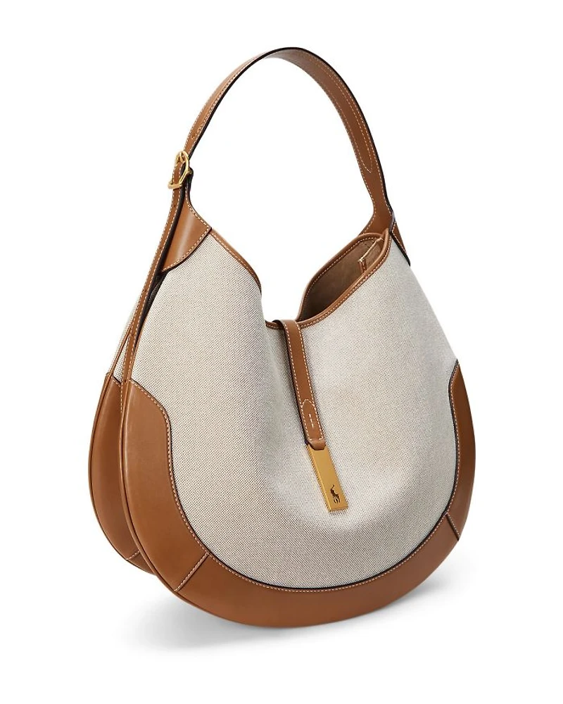 Polo ID Medium Leather Trim Canvas Shoulder Bag