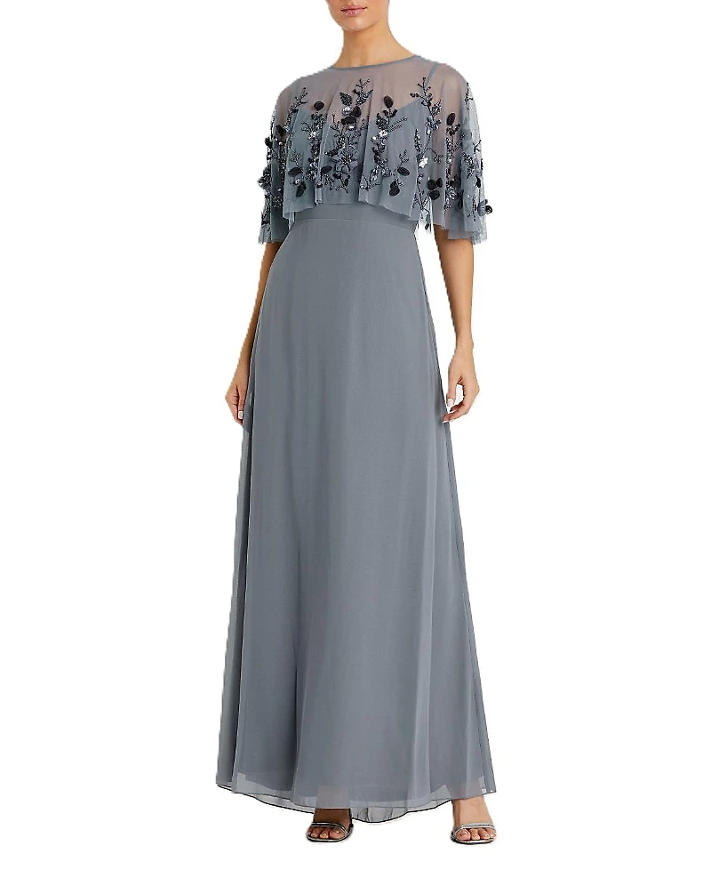 Mac Duggal Sleeveless Gown with Embellished Cape