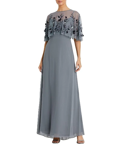 Mac Duggal Sleeveless Gown with Embellished Cape