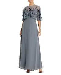 Mac Duggal Sleeveless Gown with Embellished Cape