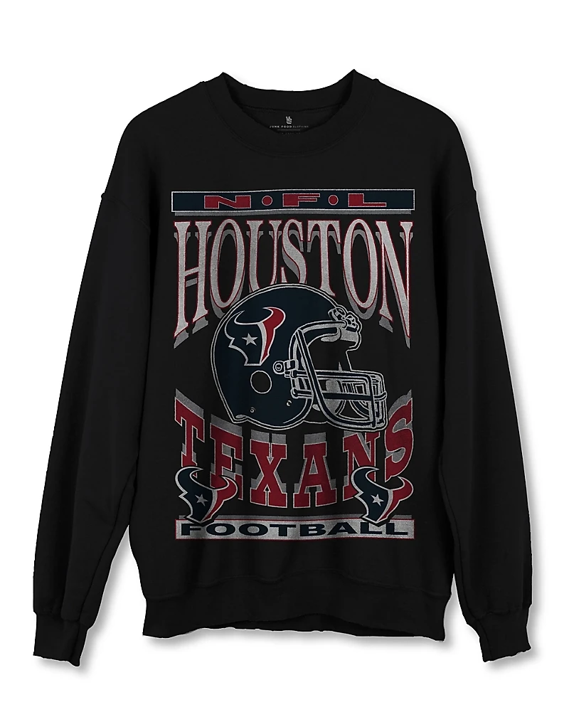 Junk Food Clothing Nfl Unisex Houston Texans Helmet Flea Market Crew Fleece Sweatshirt