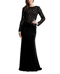 Tadashi Shoji Sinnott Chenille Embroidered Gown