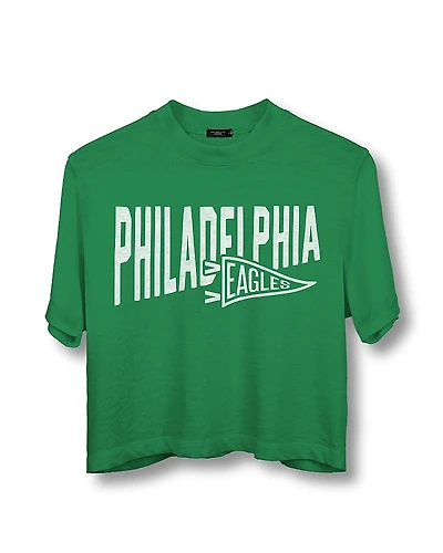 Junk Food Clothing Nfl Women's Philadelphia Eagles Dual Threat Mock Neck Crop Tee