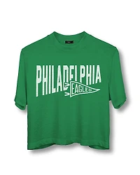 Junk Food Clothing Nfl Women's Philadelphia Eagles Dual Threat Mock Neck Crop Tee