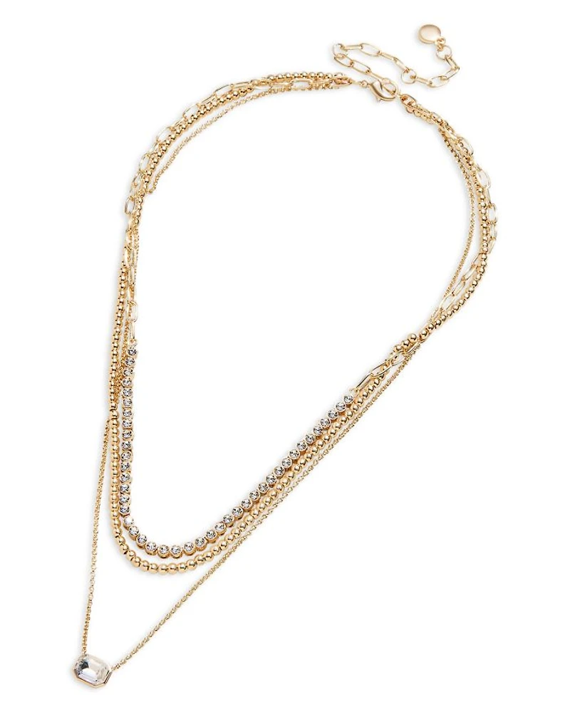 Kenna Crystal Layered Necklace, 16-19"