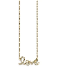 14K Yellow Gold Diamond Love Script Pendant Necklace, 18"