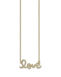 Sydney Evan 14K Yellow Gold Diamond Love Script Pendant Necklace