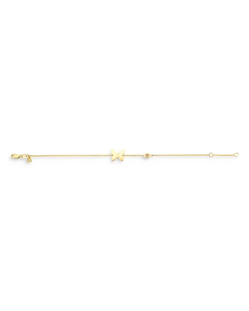 Wicked x Sydney Evan14K Yellow Gold Glinda Pure Butterfly Pink Sapphire Chain Bracelet