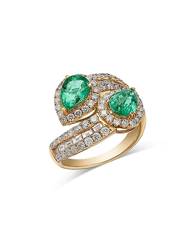 Bloomingdale's Fine Collection Emerald (2.10 tcw) & Diamond (1.50 tcw) Bypass Ring