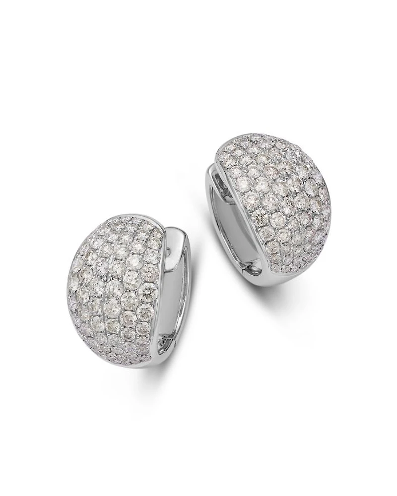 14K White Gold Diamond Pavé Oval Hoop Earrings, 3.85 tcw