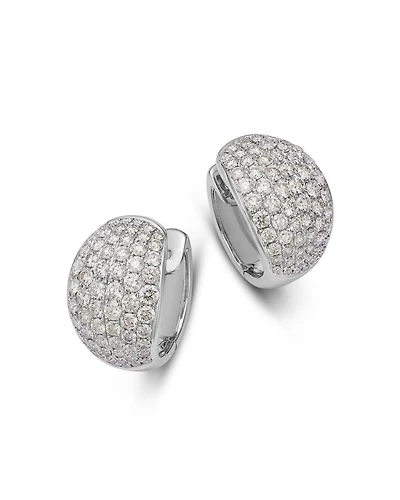 14K White Gold Diamond Pavé Oval Hoop Earrings, 3.85 tcw