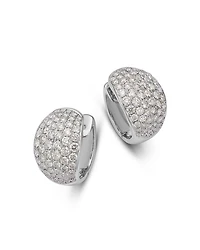 14K White Gold Diamond Pavé Oval Hoop Earrings, 3.85 tcw