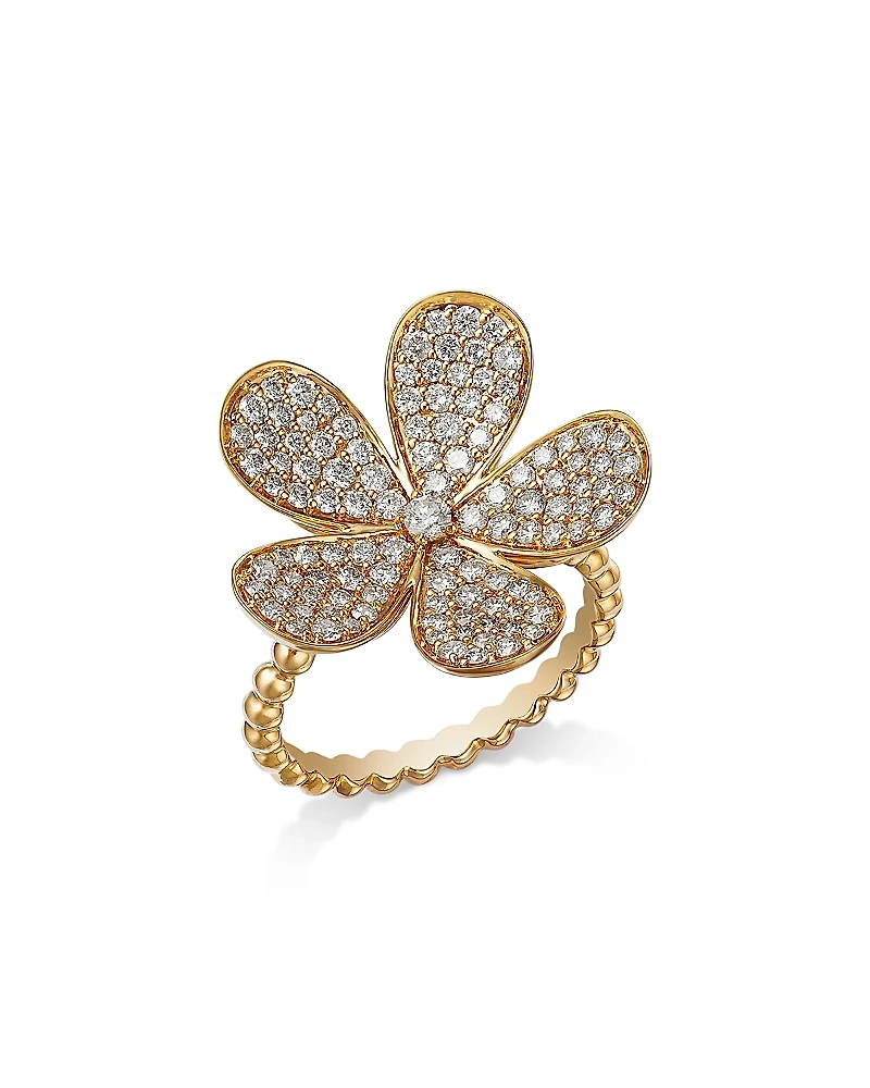 Bloomingdale's Fine Collection 14K Yellow Gold Diamond Flower Ring, 1.25 tcw