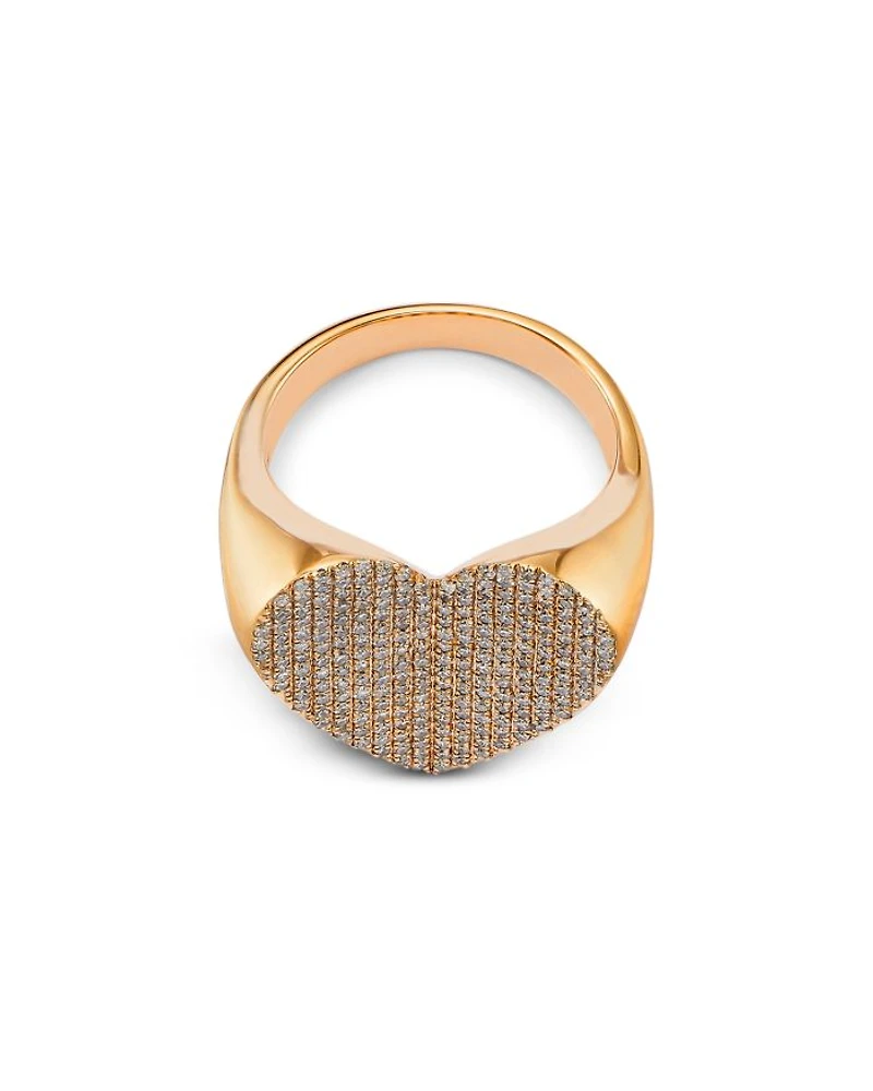 14K Yellow Gold Diamond Pavé Heart Ring, 0.66 tcw