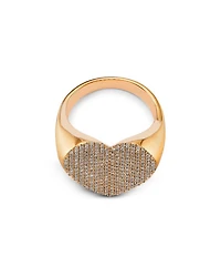 14K Yellow Gold Diamond Pavé Heart Ring, 0.66 tcw