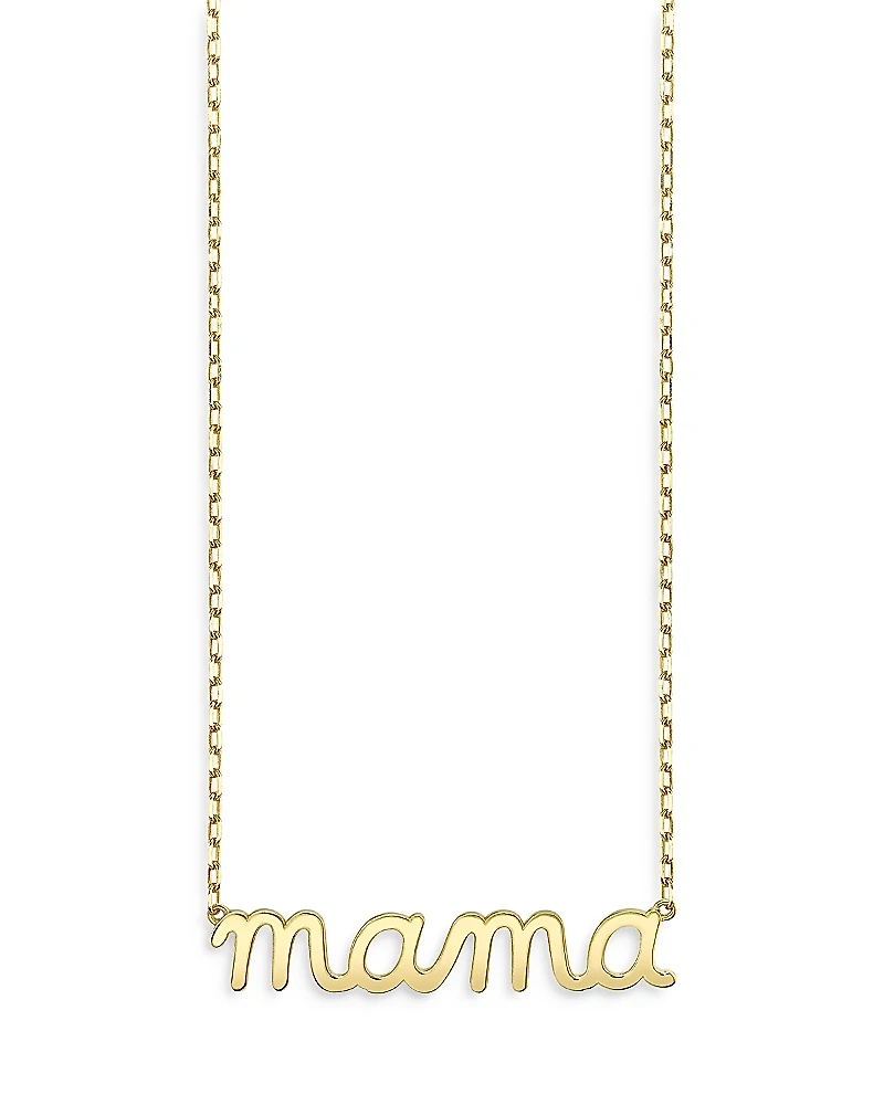 Sydney Evan 14K Yellow Gold Pure Mama Script Pendant Necklace, 18