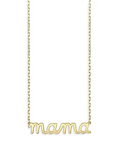 Sydney Evan 14K Yellow Gold Pure Mama Script Pendant Necklace, 18