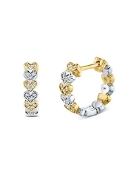Sydney Evan Two Tone Gold Diamond Heart Eternity Huggie Hoop Earrings