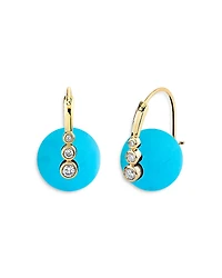 Sydney Evan 14K Yellow Gold Turquoise & Diamond Hoop Earrings