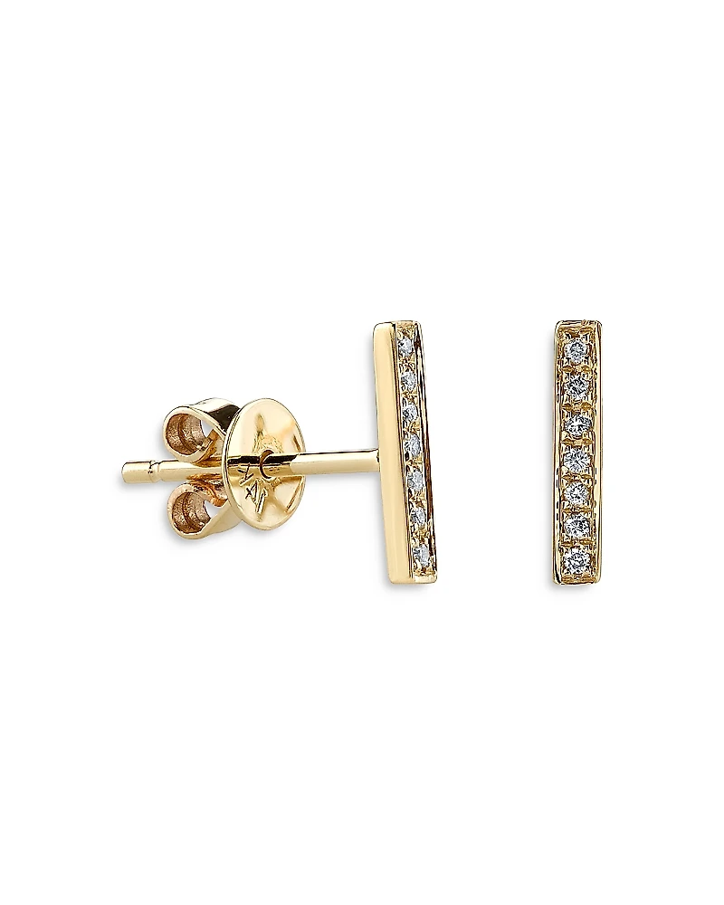 Sydney Evan 14k Yellow Gold Diamond Bar Stud Earrings